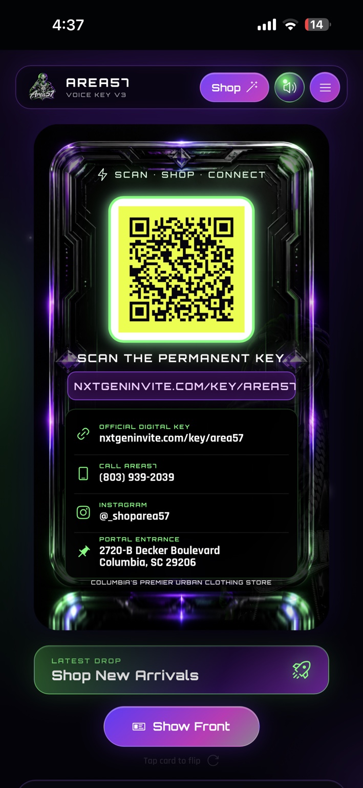 Approved AREA57 Voice Key QR back